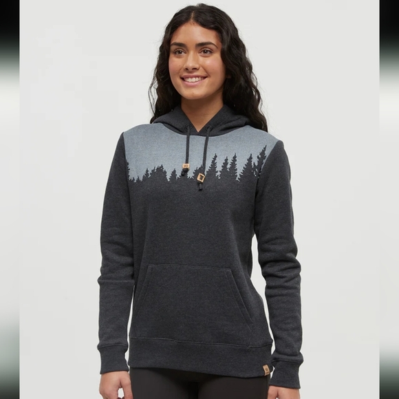 tentree Tops - Tentree Charcoal Gray Hoodie with Forest Graphic Design Size S/XS